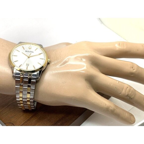 Bulova Men's Watch 98B385 Silver Dial Quartz Two Tone Stainless Steel 40… - Picture 4 of 13